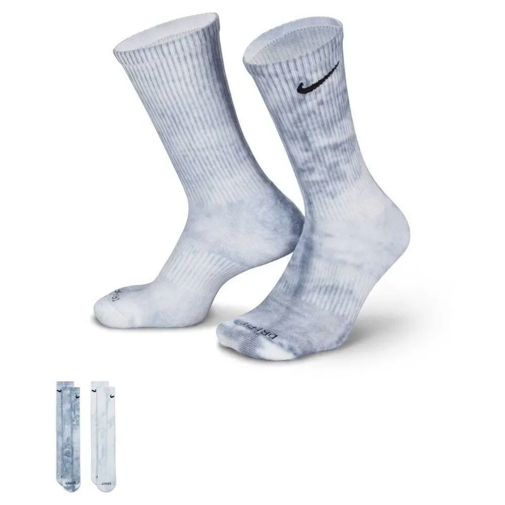 Nike Everyday Plus Crew Socks Tie Dye Men Size 12-15 Blue Green 4 Pairs (2 Pkgs)